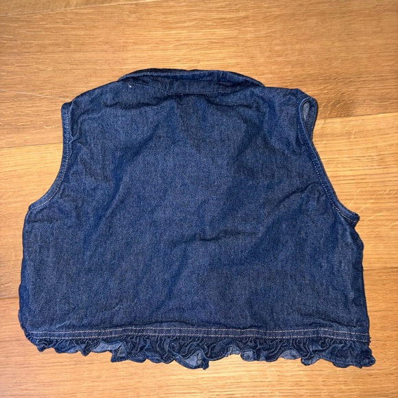 Rare Editions Blue Denim Vest with Leopard Print - Picture 2 of 4